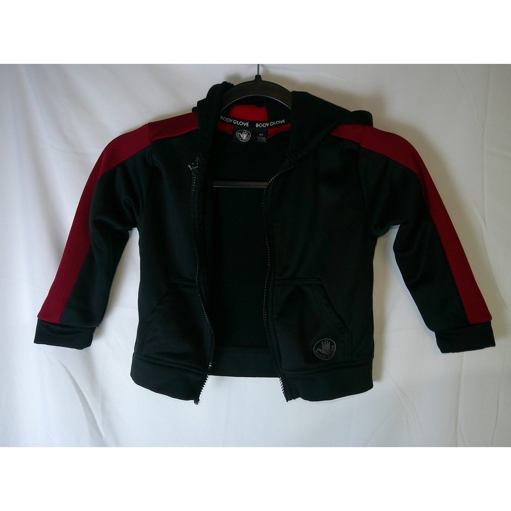 Body Glove Boys Black‎ Red Full Zip Hoodie Jacket Size 4T Athleisure Logo Active